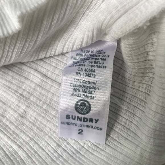 Sundry Thermal Ribbed Long Sleeve Top Made in USA White Medium / Size 2 - Picture 7 of 8